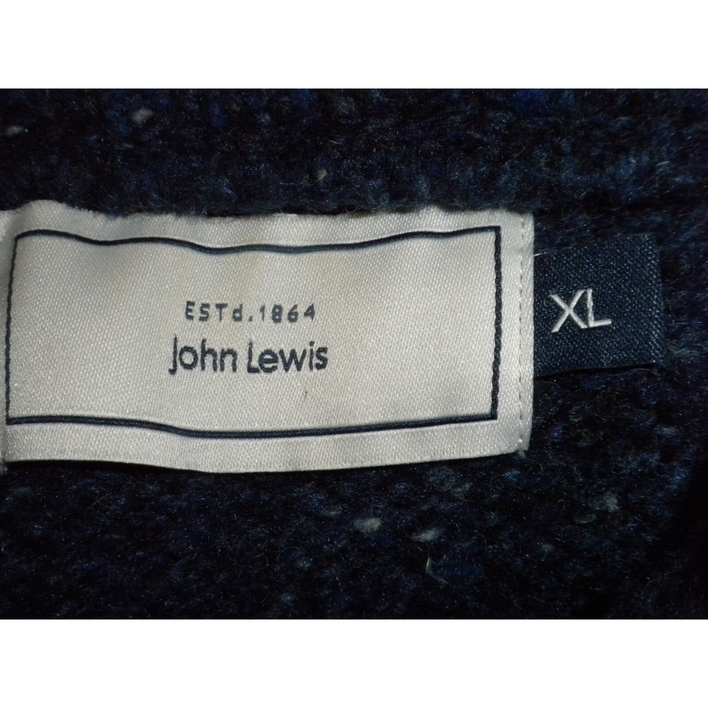 John‎ Lewis Sweater Mens XL Blue Marled Cable Knit 1/4 Zip Merino Wool Fisherman - Picture 9 of 16